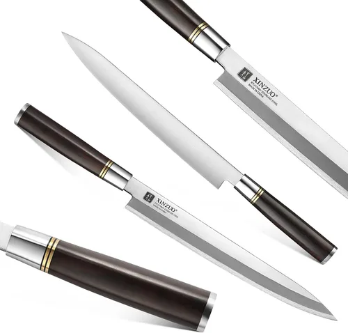 Miniatura 2 de XINZUO Cuchillo Yanagiba de 11 pulgadas X7Cr17MoV de acero forjado, cuchillo de sushi para sashimi, hoja de un solo filo, cuchillo de chef