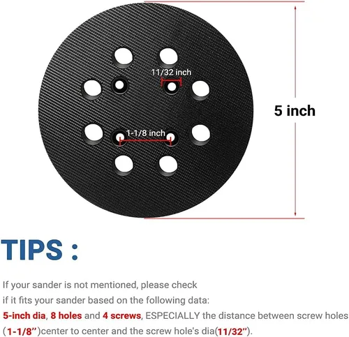 Miniatura 3 de Almohadilla de repuesto para lijadora de 5 pulgadas y 8 agujeros para Craftsman 315112170, 315116940, 315116950, 315112180, 315279870 y Craftsman