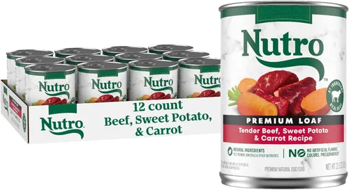 Nutro Natural Choice - Alimento enlatado prémium para perros, comida húmeda para perros adultos, receta de carne de res, latas de 12.5 onzas (12