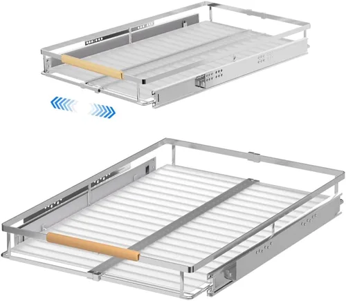 Miniatura 7 de Cajón extraíble grande y extensible, organizador de gabinete de canasta deslizante resistente para cocina, debajo del fregadero, baño, armario, 17 a