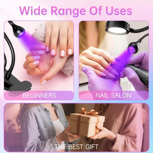 Miniatura 8 de Lámpara de uñas UV de doble cabezal para esmalte de gel, lámpara UV de curación flash, clip de cuello de cisne, luz LED para tecnología profesional