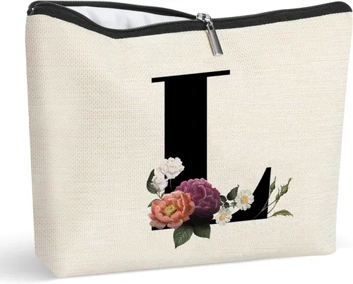 Miniatura 16 de Bolsa de maquillaje personalizada con inicial para mujer, bolsa de cosméticos con monograma, regalo de cumpleaños para mamá, regalo de dama