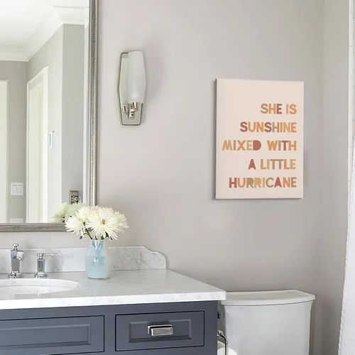 Miniatura 5 de PHAMTE Decoración de pared para dormitorio de niñas, arte de pared con texto en inglés «She is Sunshine Mixed with a Little Hurricane», lienzo
