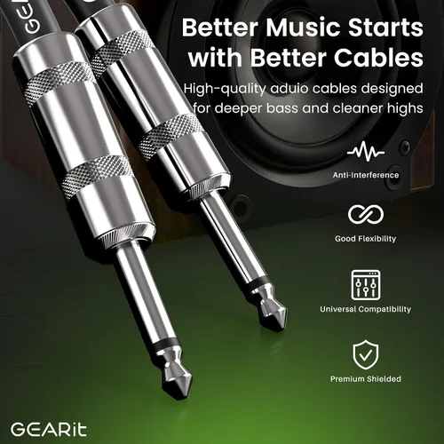 Miniatura 5 de GEARit Cable de altavoz profesional (6 pies), cobre puro 12 AWG, de 1/4 de pulgada a 1/4 de pulgada, TS recto macho a macho para amplificador