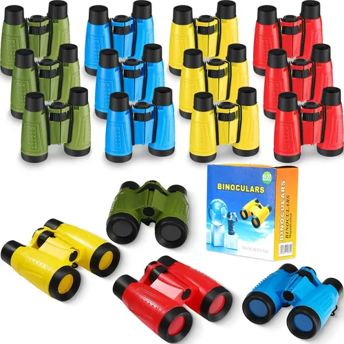 Leyndo 24 prismáticos para niños con cuerda para el cuello, varios colores, novedosos binoculares de juguete para niños, suministros de fiesta,