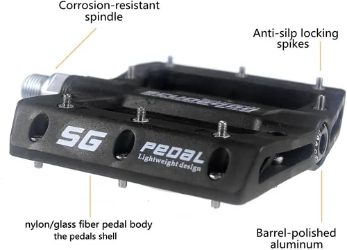 Miniatura 3 de UPANBIKE Pedales de bicicleta 3 pedales de rodamiento sellados 9/16 "husillo de fibra de nailon (poliamida) plataforma plana para MTB Mountain Bike