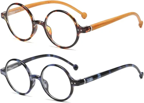 Miniatura 11 de JOVAKIT Lentes de bloqueo de luz azul redondos retro para mujeres y hombres, estilo literario vintage, sin receta