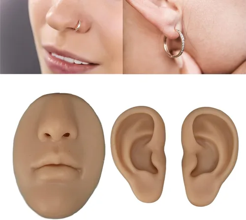 Miniatura 5 de Modelo de silicona para nariz, modelo de entrenamiento de piercing, modelo de oreja de silicona para principiantes, modelo de nariz y boca 3D