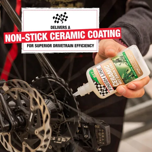 Miniatura 2 de Finish Line Lubricante de cadena de bicicleta húmeda de cerámica – Lubricante avanzado de carreras con revestimiento de cerámica, fórmula