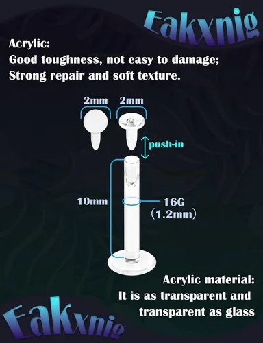 Miniatura 3 de Aretes transparentes con parte trasera plana de 18 G y 16 G para deportes de nariz, plástico de silicona, retenedores de cartílago para tragus