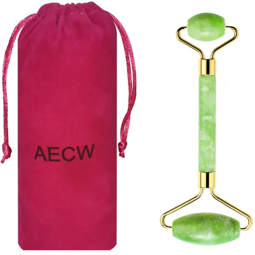 AECW Rodillo de jade natural para la cara Ojos Herramienta Jade Rodillo facial silencioso Rodillo de masaje facial