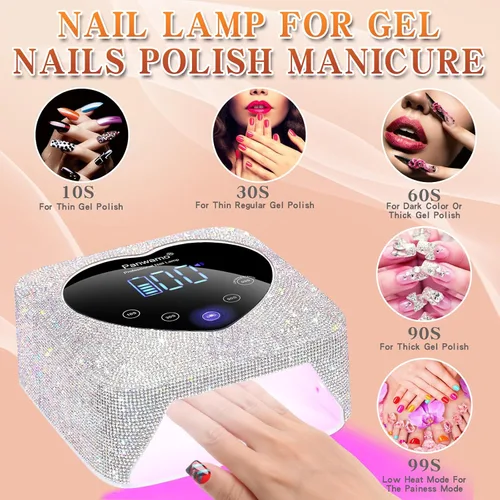Miniatura 6 de Lámpara de uñas LED UV recargable, luz UV inalámbrica de 72 W para uñas con parte inferior extraíble, lámpara de curado profesional para uñas de gel