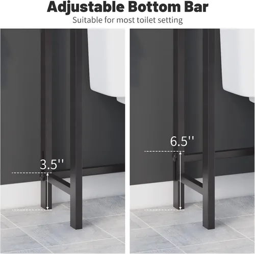 Miniatura 8 de LOKO Estante de almacenamiento de 3 niveles sobre el inodoro, organizador de baño con dispositivo antivuelco, 3 ganchos, soporte de metal sobre