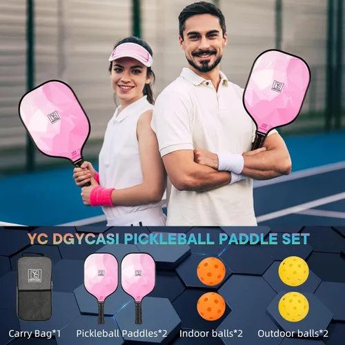 Miniatura 6 de YC DGYCASI Pickleball Paddles Set of 2, 2026 USAPA Approved Pickleball Set, Fiberglass Lightweight Pickle Ball Rackets 2 Pack, 2 Outdoor Pickleball