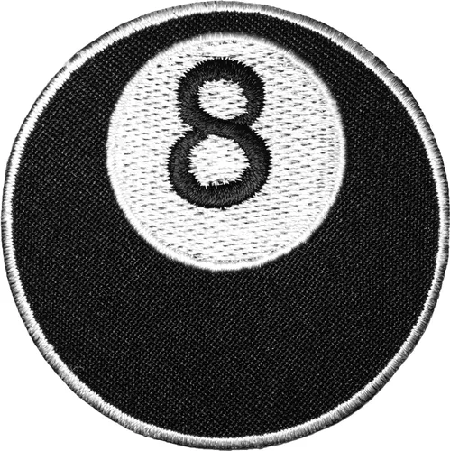 Ranger Return - Parche de 8 bolas de billar para coser y planchar en apliques bordados, emblema bordado, color negro (hierro-8-negro)