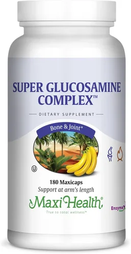 Maxi Health Super Glucosamine Complex – Suplementos articulares para hombres y mujeres – Sulfato de glucosamina con MSM, bromelina y potasio – Apoyo
