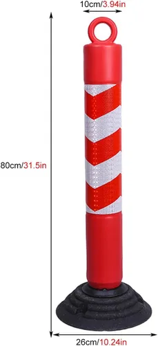 Miniatura 2 de AMUFJJ Bolardo de seguridad poste de acero para bolardo, estacionamiento de seguridad en carretera con base de goma y collares reflectantes, pila