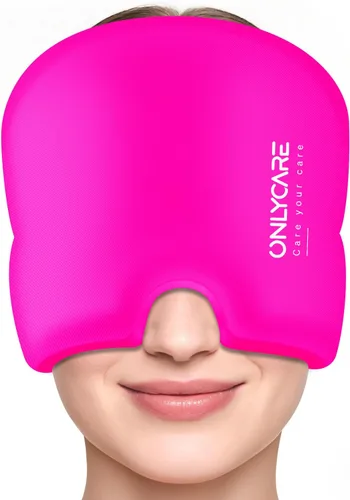 Miniatura 16 de ONLYCARE Gorro de alivio para migraña, máscara calmante para migraña, envoltura de gel de hielo para cabeza sin olor mejorada, terapia de frío