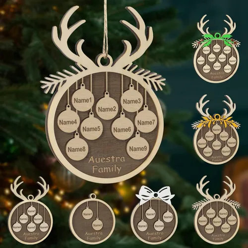 Miniatura 45 de Adornos de Navidad personalizados, familia de 1 nombre, adornos de Navidad de madera personalizados, decoración personalizada, decoración de árbol