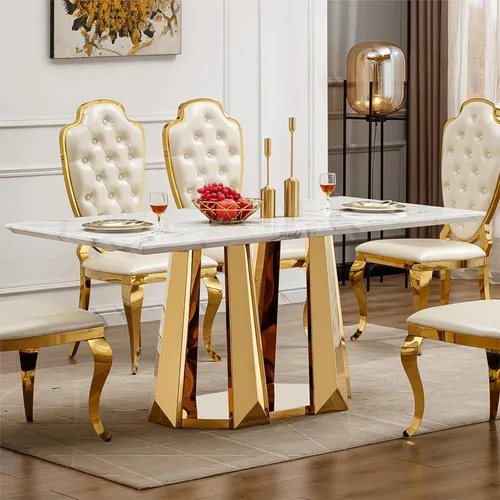 Miniatura 19 de Mesa de comedor redonda de 47 pulgadas, mesa de cocina redonda moderna de mediados de siglo para 4 a 6 personas, mesa de mármol sintético de alto