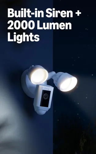 Miniatura 5 de Cámara con reflector cableada Ring Plus: seguridad en exteriores para tu casa o negocio con video HD de 1080p activado por movimiento y reflectores