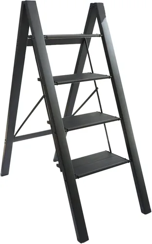 Miniatura 7 de Taburete plegable de escalera de 3 escalones, taburete plegable antideslizante con pedal expandido, para uso doméstico y oficina, taburete de cocina
