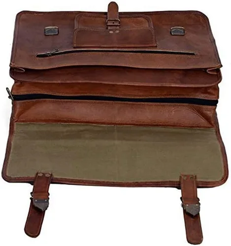 Miniatura 5 de Maletín de cuero para hombres de 18 pulgadas para computadora portátil, bolsa de mensajero para oficina, bolsa de computadora para hombres y mujeres