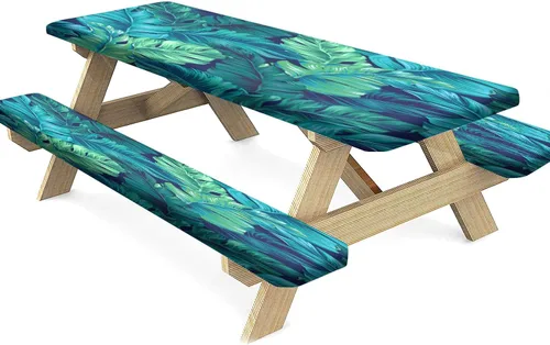 Miniatura 24 de Mantel ajustable para mesa y banco de pícnic de Halloween, diseño de fantasma, impermeable, 28 x 72 pulgadas, juego de 3 piezas, mantel ajustable al
