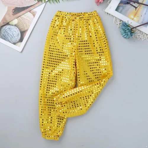 Miniatura 2 de Pantalones sueltos de lentejuelas para niños, pantalones de baile callejero de hip hop, pantalones Haren, traje de baile para niños y niñas