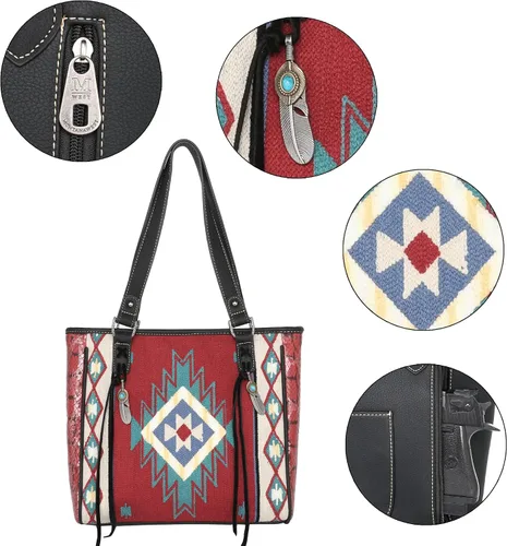 Miniatura 4 de Montana West Aztec Tapestry Collection - Bolso de mano oculto para mujer