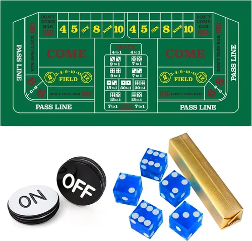 GSE Games & Sports Expert Juego de mesa de dados de casino. Incluye un fieltro de diseño de dados, 5 dados de casino y un botón de encendido/apagado