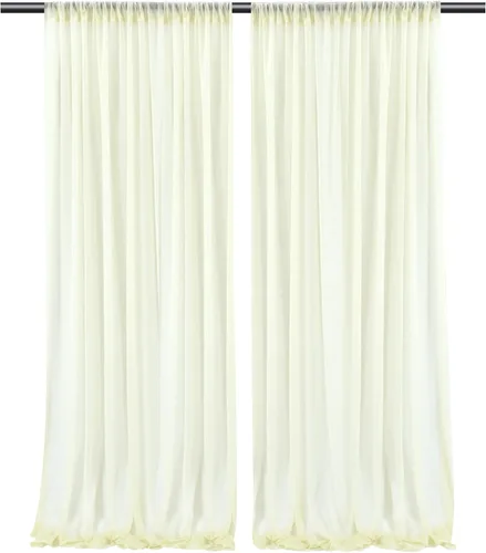 Miniatura 18 de PARTISKY Cortinas de telón de fondo de gasa negra de 10 x 7 pies, cortinas de fotos de tela transparente sin arrugas para boda, ceremonia, arco