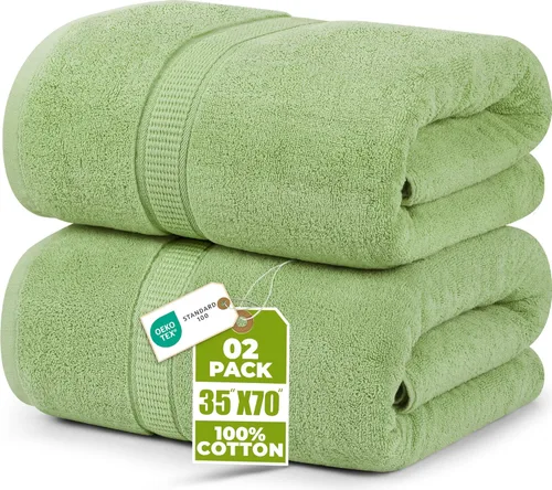 Utopia Towels - Toalla de baño gigante, 2 unidades, 17.69 oz/yd2 (600 gsm), 100% algodón hilado en anillo, altamente absorbentes y de secado rápido,