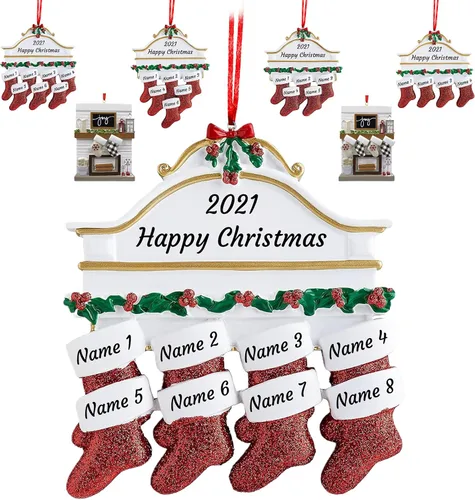 Miniatura 12 de Adornos de Navidad personalizados para familia de 2, adornos de Navidad familiares personalizados con nombres, decoraciones de Navidad
