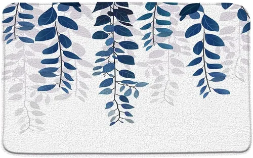 Tapete de baño de eucalipto azul, acuarela, hojas florales, vides, ramas botánicas, hojas botánicas, plantas de salvia, plantas naturales, estilo