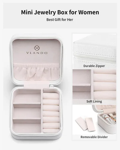 Miniatura 3 de Caja de joyas portátil, pequeña, para viaje, de Vlando