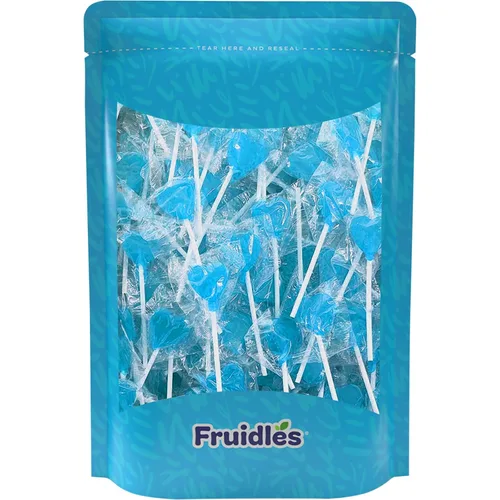 Miniatura 7 de Fruidles paletas mini con forma de corazón con sabor delicioso, envueltas individualmente, paleta de 0.18 oz (30 paletas, azul-frambuesa)