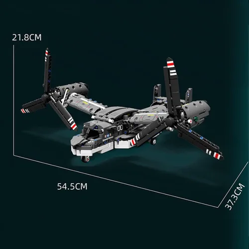 Miniatura 4 de Juego de bloques de construcción de helicóptero militar V-22 Osprey, 1133 piezas, modelo de avión de combate, kit de bloques de construcción, regalo