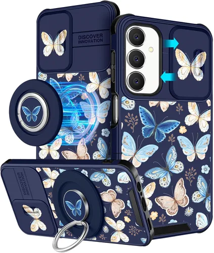 Miniatura 68 de Funermei Funda para teléfono Samsung Galaxy A15 5G - [2 en 1] Funda para teléfono de mujeres lindas chicas, diseño femenino de mariposa negra