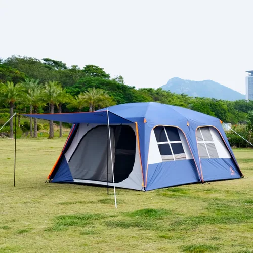 Miniatura 20 de KTT Extra Large Tent 12-14 Person,Family Cabin Tents,2 Rooms,Straight Wall,2 Doors 4 Windows with Mesh,Waterproof,Double Layer,Big Tent for Azul