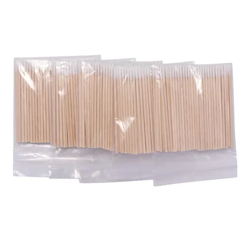 Miniatura 2 de 1200 Uds. Uñas de madera de algodón hisopo de limpieza de 2.8 in Microbrush pestañas Sticks Tip Ear Toothpick Maquillaje Palillos de cejas Pegamento