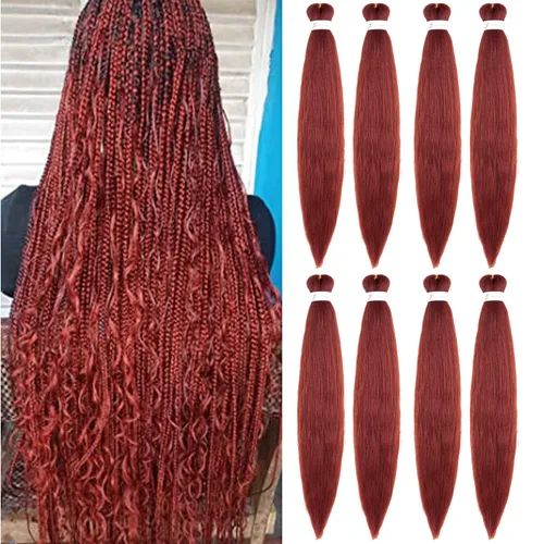 Miniatura 63 de Cabello trenzado preestirado de 24 pulgadas, 8 paquetes de extensiones de cabello sintético de fácil trenzado sintético profesional suave textura #1B