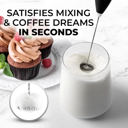 Miniatura 457 de Zulay Milk Boss Espumador de leche potente manual, hace espuma para latte, batidor para mezclar bebidas, café, miniespumador para capuchino, frappé