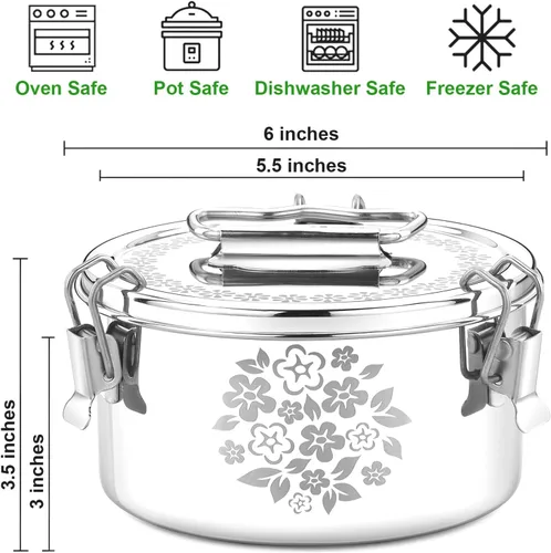 Miniatura 2 de Flanera de acero inoxidable (diseño láser), sartén flan de 6 x 6 x 3.5 pulgadas, capacidad 38 fl. oz, compatible con Instant Pot de 3 cuartos