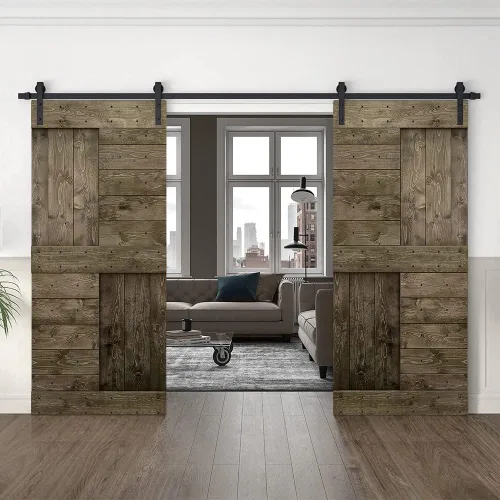 Miniatura 39 de TMS Serie N - Puerta corrediza interior de madera de pino anudada con kit de herrajes deslizantes (32 x 84 pulgadas, blanco)