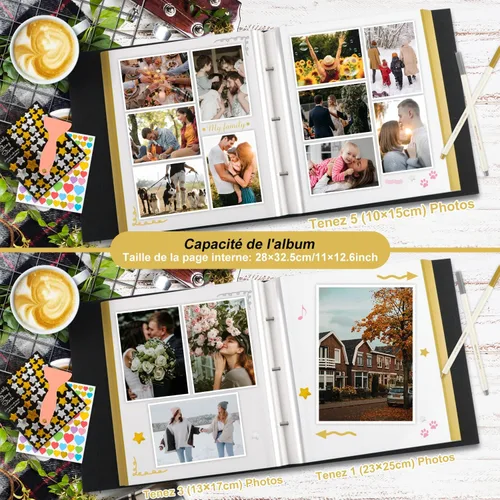 Miniatura 3 de Lanpn Álbum de Fotos Autoadhesivo Scrapbook 80 Páginas, Álbumes de Fotos de Lino DIY Páginas Magnéticas Adhesivas sostiene 4X6 7x5 A5 Fotos