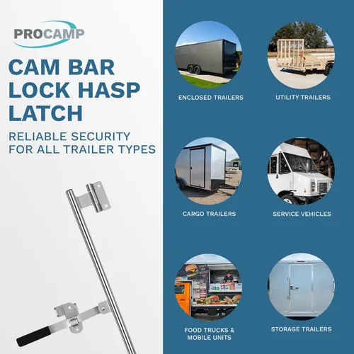 Miniatura 7 de ProCamp 45" Bisagra de Puerta Oscilante de Remolque Cerradura de Pestillo con Leva de Barra de Utilidad de Carga