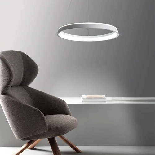 Miniatura 2 de Modern Ring Pendant Light Single Head Acrylic Iris Shade Aluminum Chandelier Cool White 6000K Bedroom Ceiling Lighting Living Room Decorative