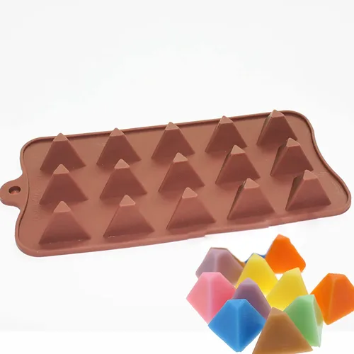 Miniatura 2 de X-Haibei Mini molde de silicona piramidal – 15 cavidades para cubitos de hielo, trufas, chocolate, dulces, jabón, moldes de resina, bandeja flexible
