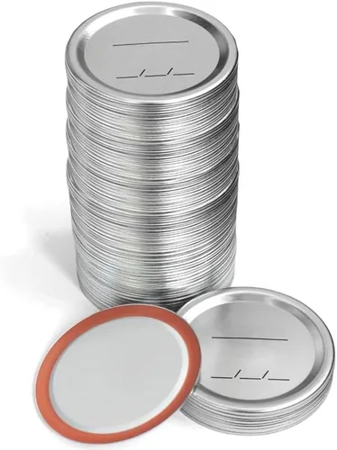 Miniatura 5 de BSL 48 tapas de conservas con anillos, tapas de tarro de masón premium para frascos de boca regular, material de grado alimenticio, 100% apto